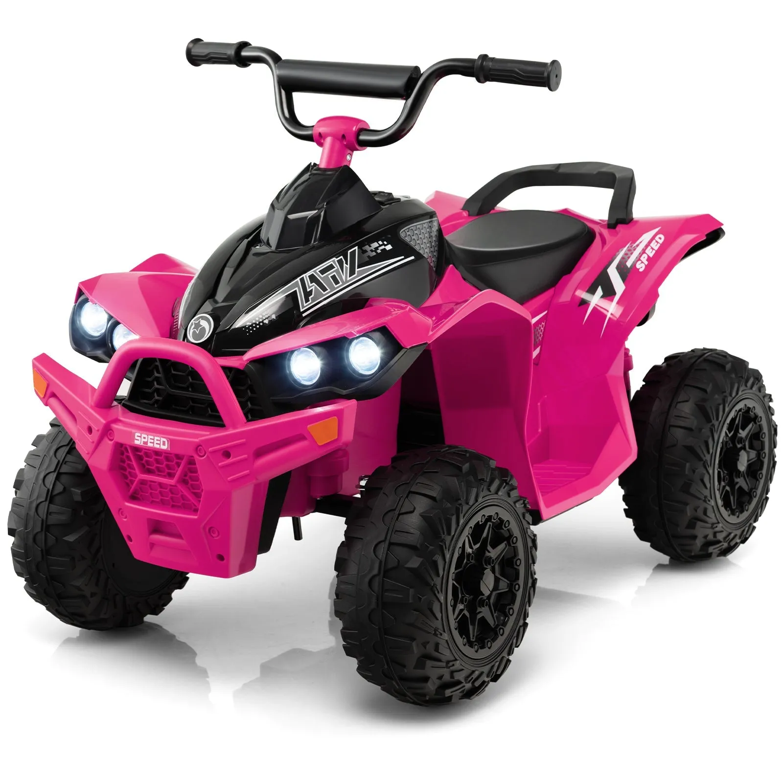 12V Kids Ride On ATV with 2 Speeds and LED Lights-Pink