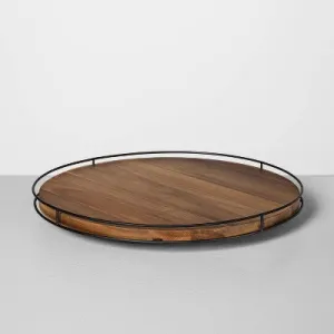 18" Wooden Lazy Susan with Metal Trim Brown/Black - Hearth & Hand with Magnolia