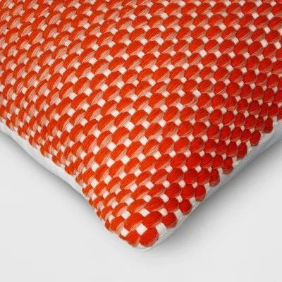 20"x20" Woven Waves High Dimension Square Outdoor Throw Pillow Orange - Threshold