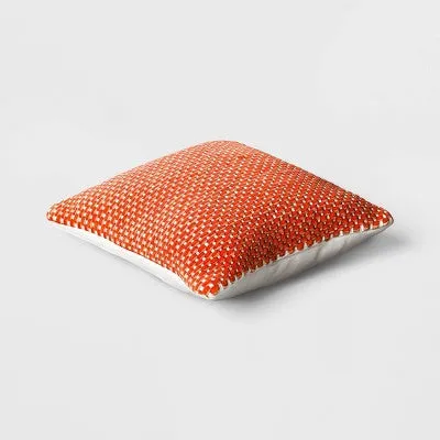 20"x20" Woven Waves High Dimension Square Outdoor Throw Pillow Orange - Threshold