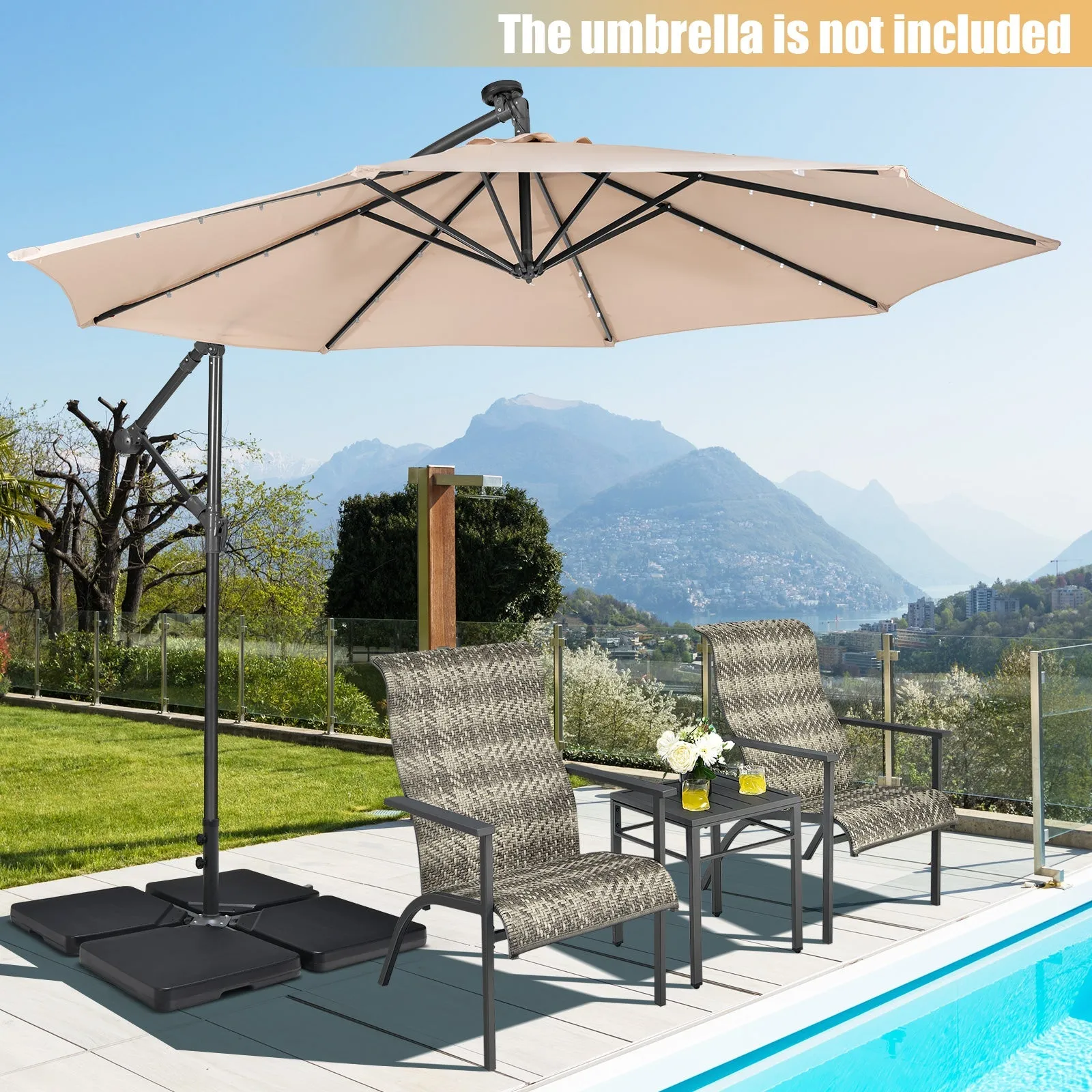 4 Pieces Portable Square Outdoor Umbrella Base with Handle