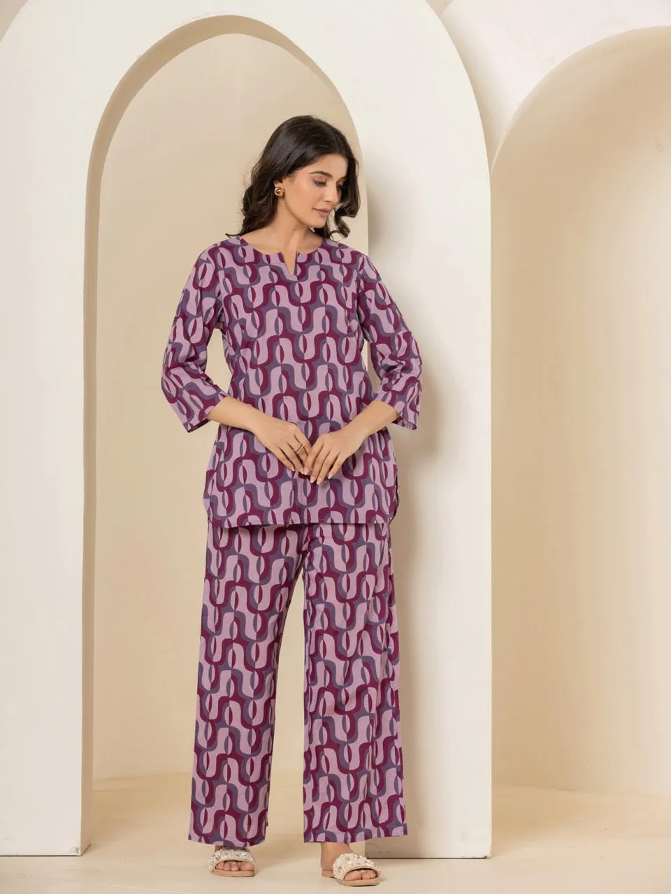 Abstract Violet Mist Lounge Wear