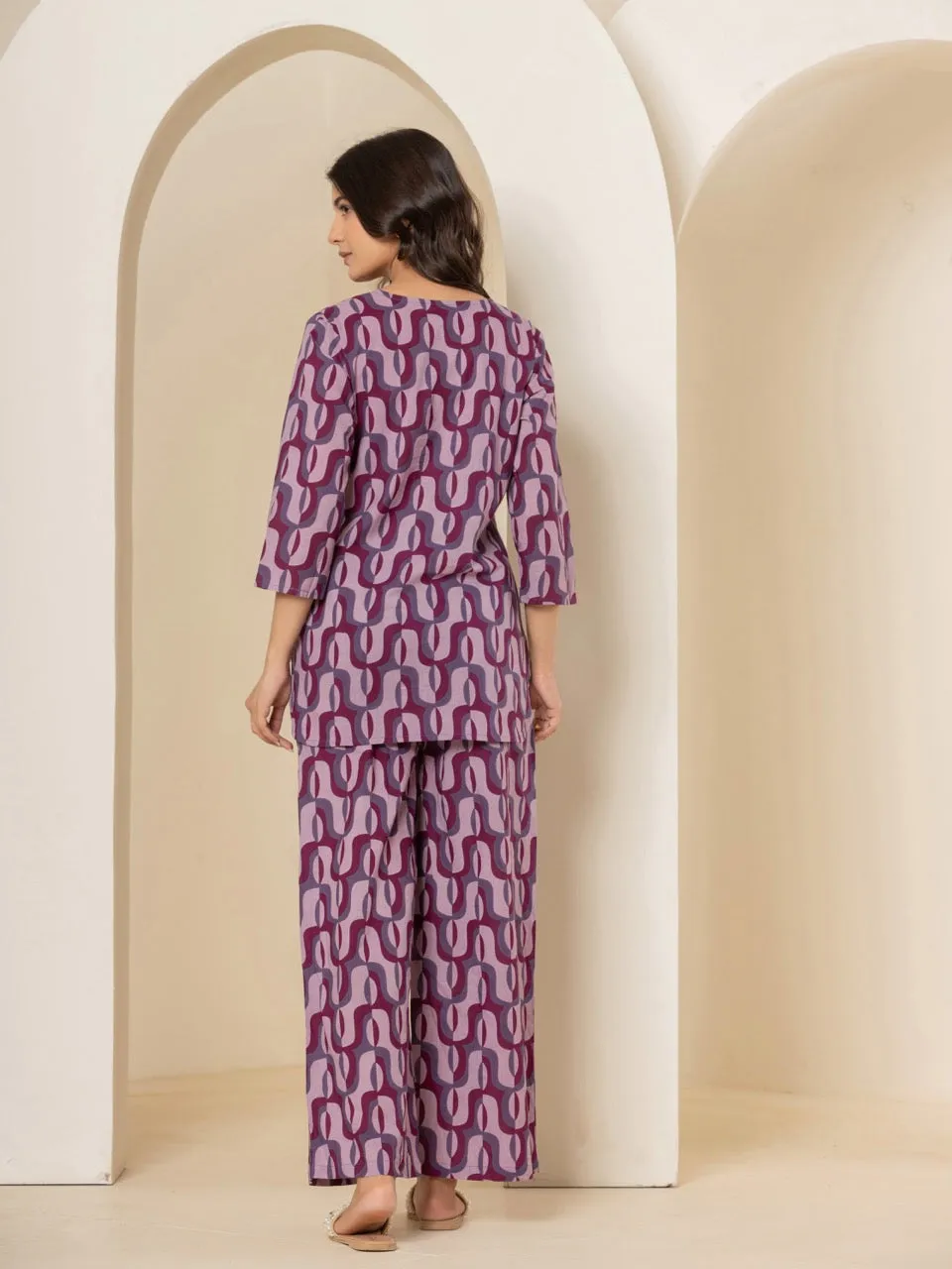 Abstract Violet Mist Lounge Wear