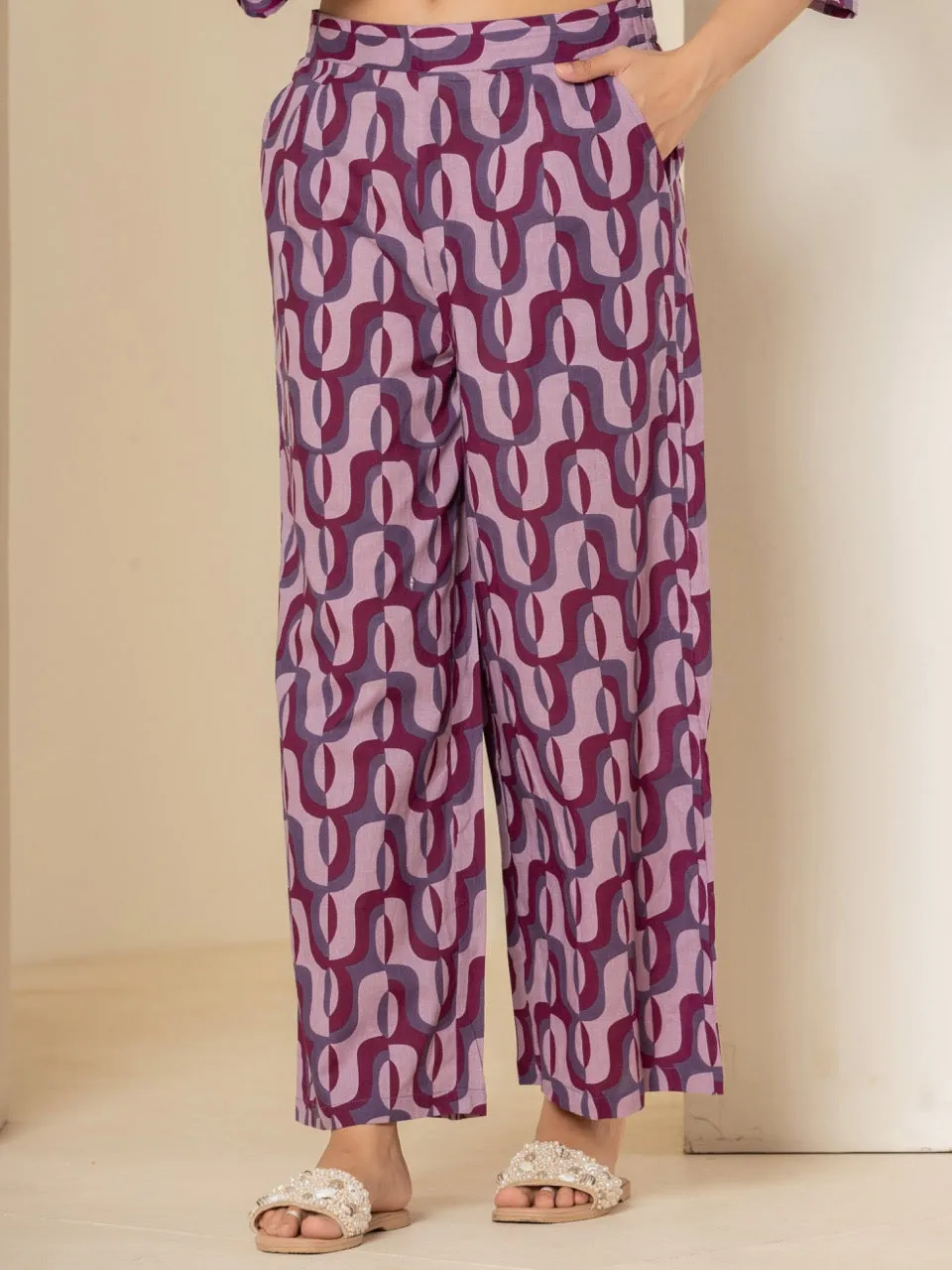 Abstract Violet Mist Lounge Wear