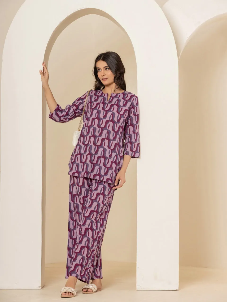 Abstract Violet Mist Lounge Wear