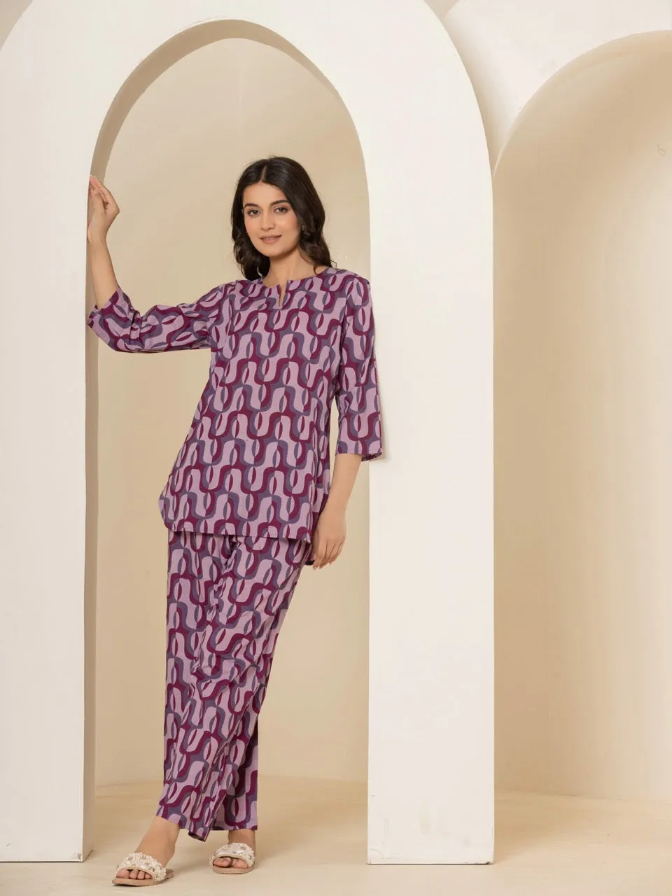 Abstract Violet Mist Lounge Wear