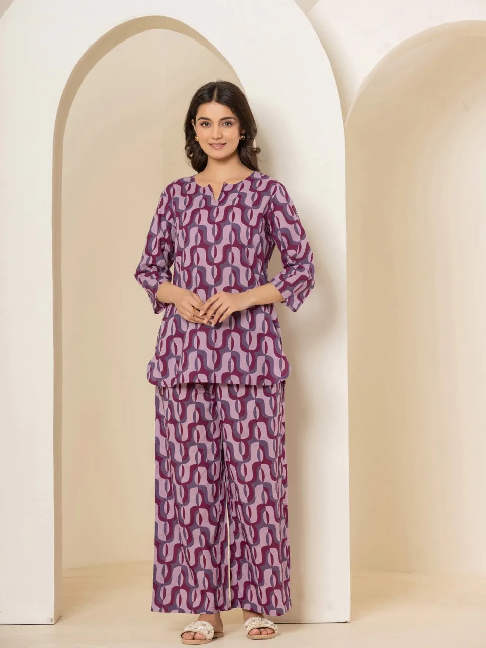 Abstract Violet Mist Lounge Wear