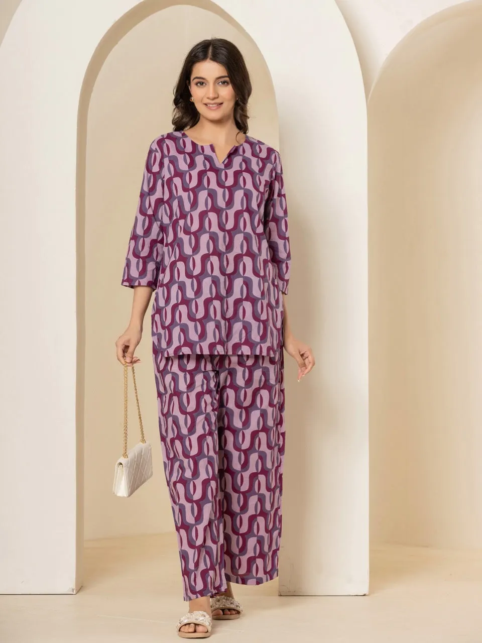 Abstract Violet Mist Lounge Wear