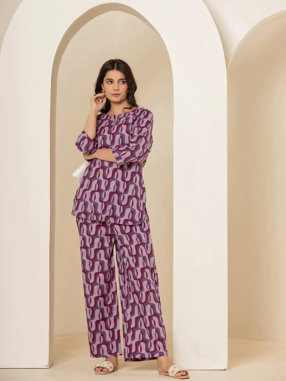 Abstract Violet Mist Lounge Wear