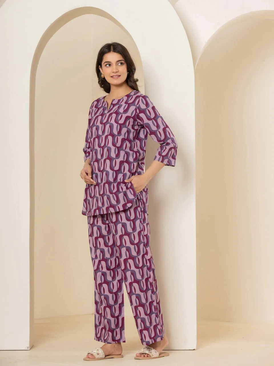 Abstract Violet Mist Lounge Wear