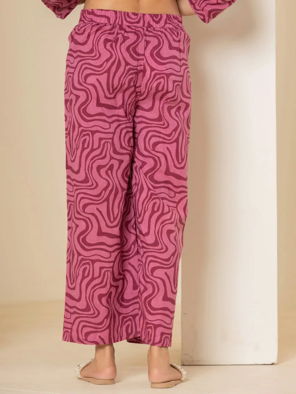 Berry Burst Magenta Collared Lounge Wear