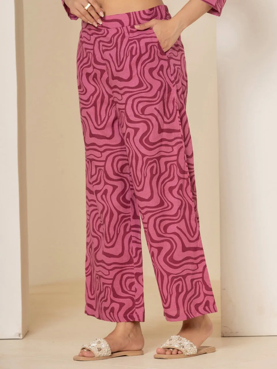 Berry Burst Magenta Collared Lounge Wear