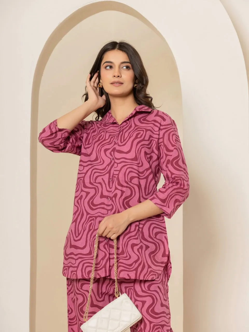 Berry Burst Magenta Collared Lounge Wear