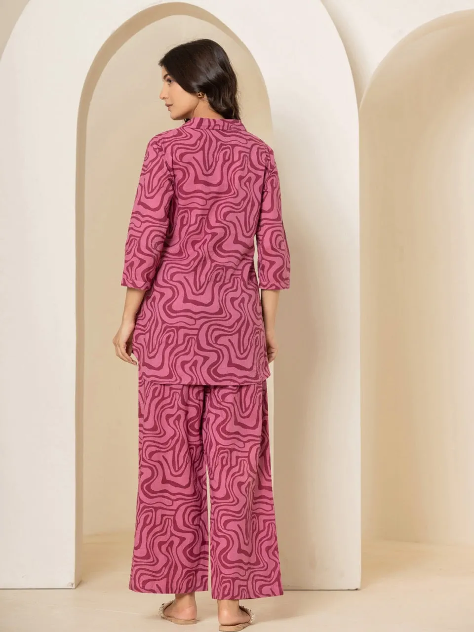 Berry Burst Magenta Collared Lounge Wear