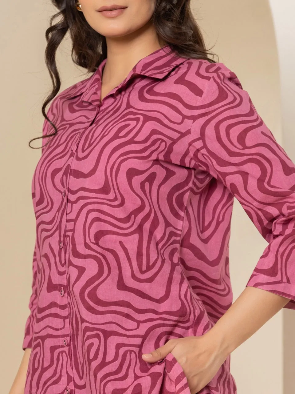 Berry Burst Magenta Collared Lounge Wear