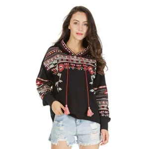 Bohemian Floral Embroidery Hoodie S-L