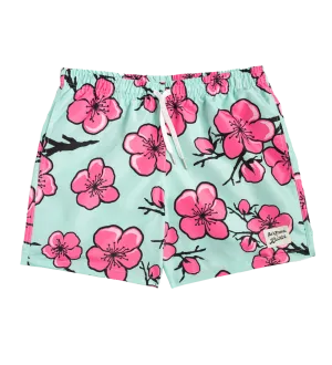 Cartoon Cherry Blossom Swim Trunks