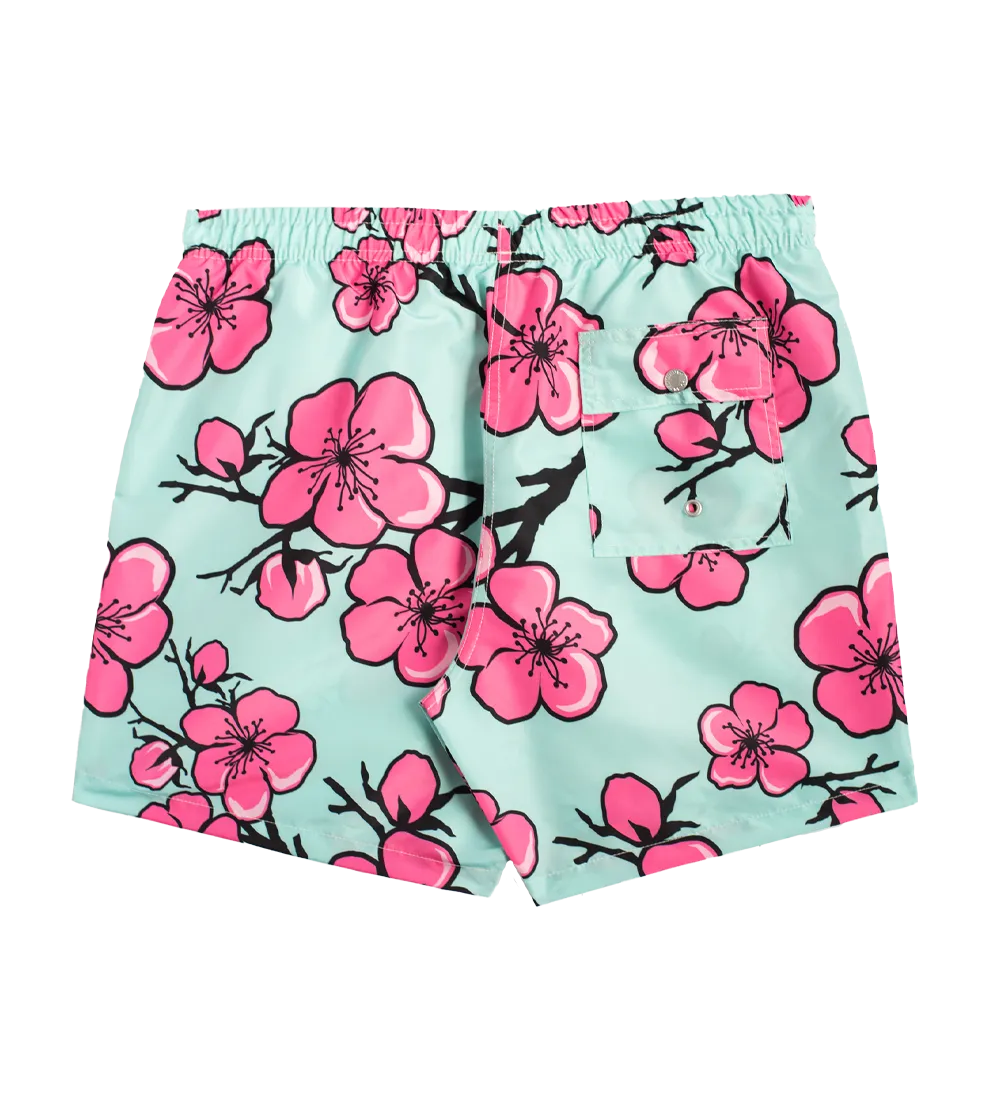 Cartoon Cherry Blossom Swim Trunks