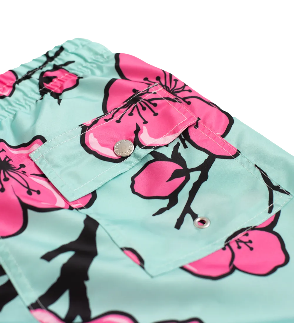 Cartoon Cherry Blossom Swim Trunks