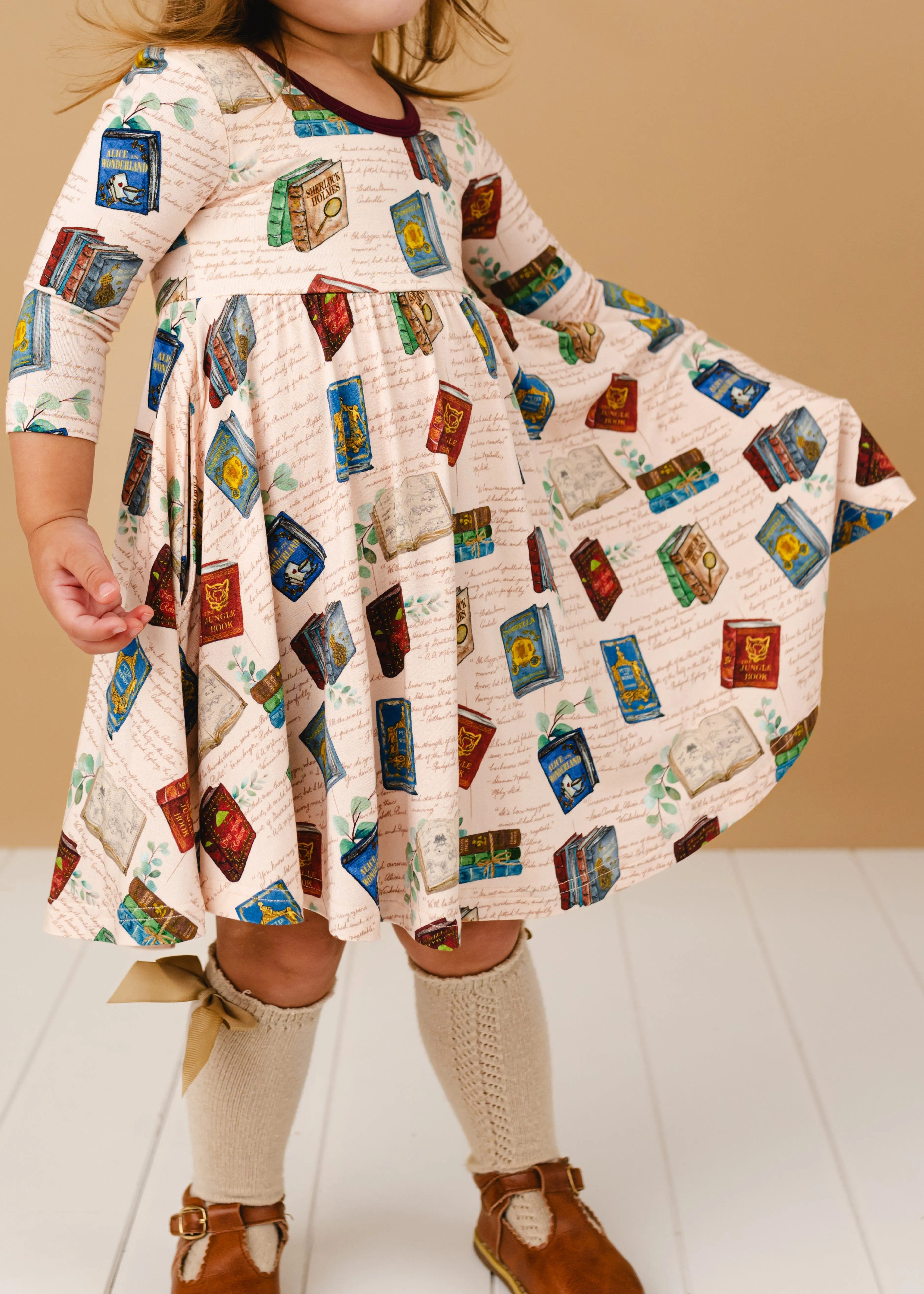 Classic Books Long Sleeve Twirl Dress