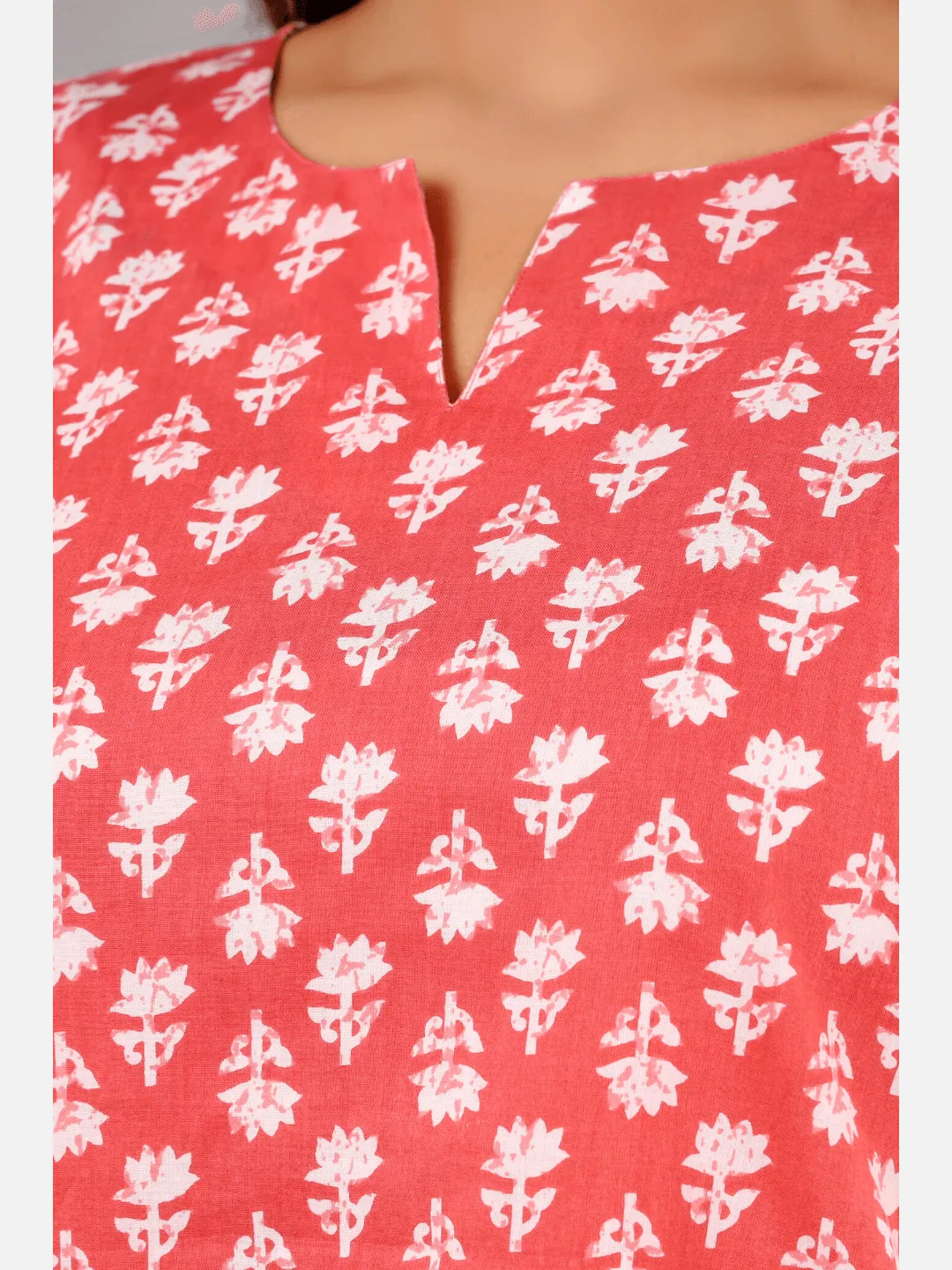 Coral Blush Block Printed cotton Lounge Wear