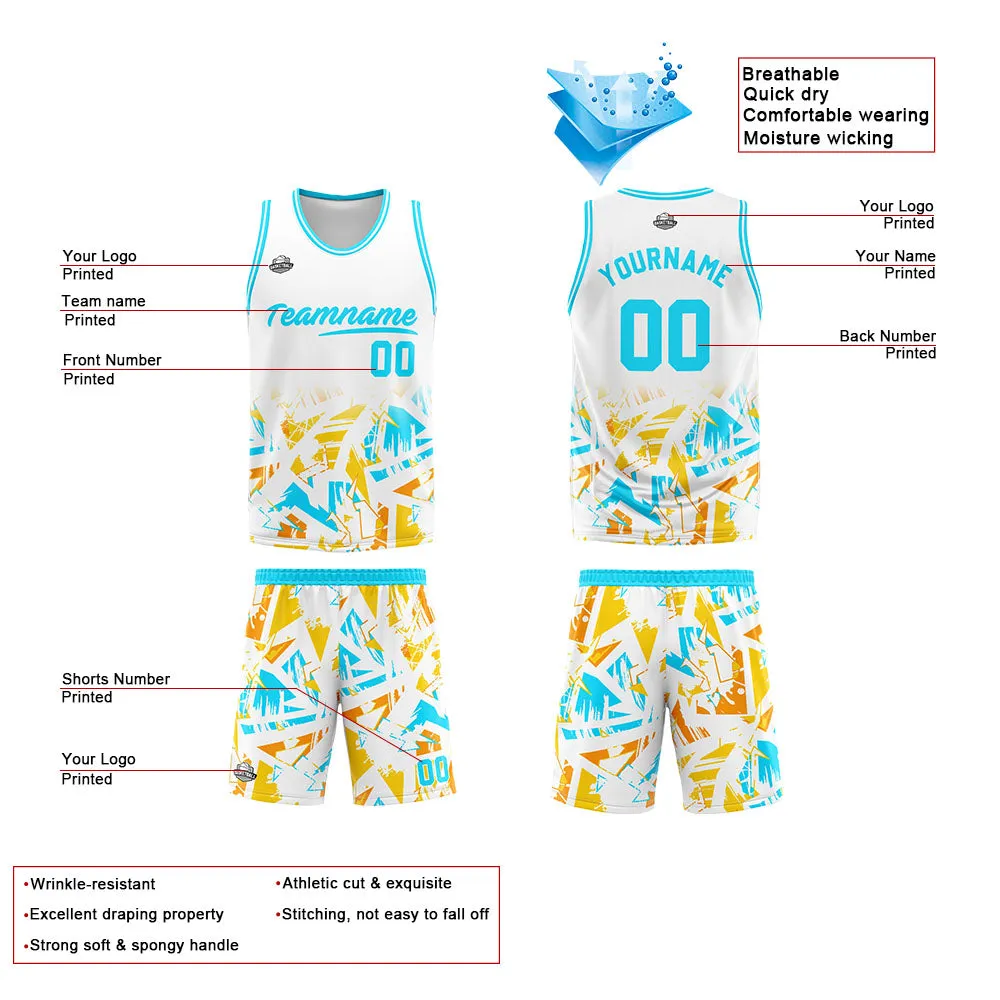 Custom Basketball Jersey Uniform Suit Printed Your Logo Name Number Black&Light Blue