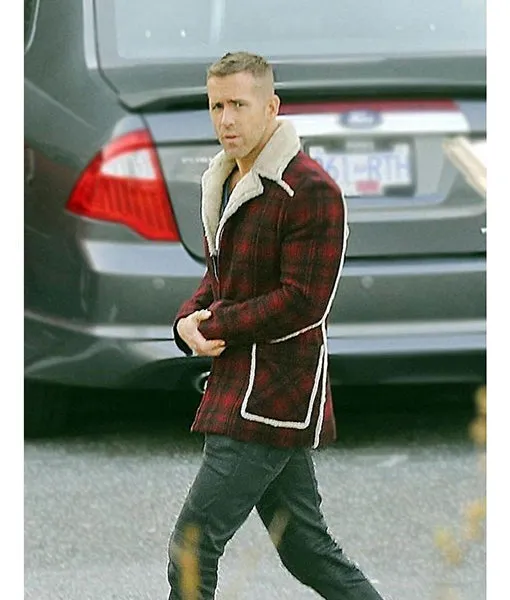 Dead Pool Ryan Reynolds Red Shearling Jacket