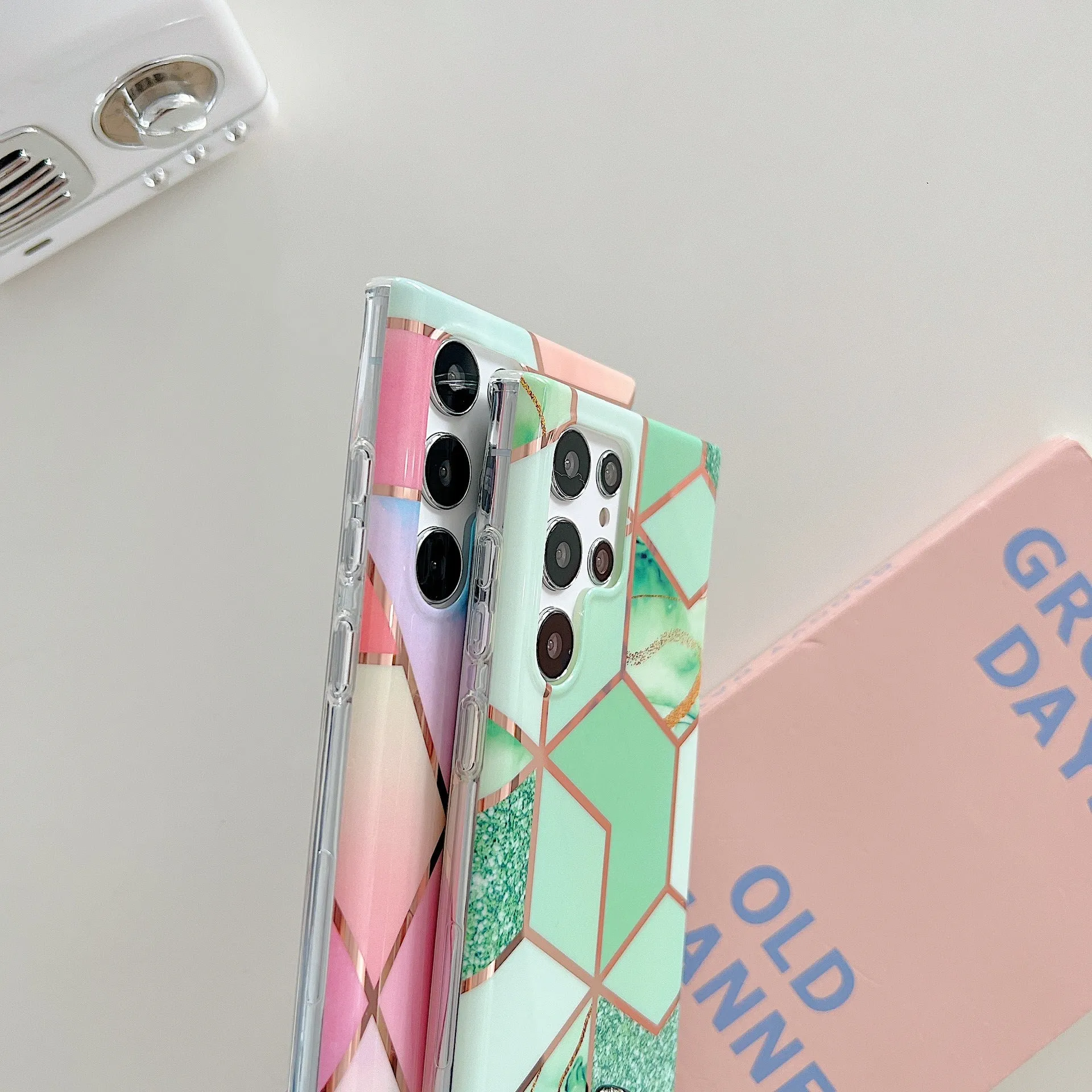 Electroplated Geometric Diamond Marble Phone Case Samsung S23 | Brodtica.com