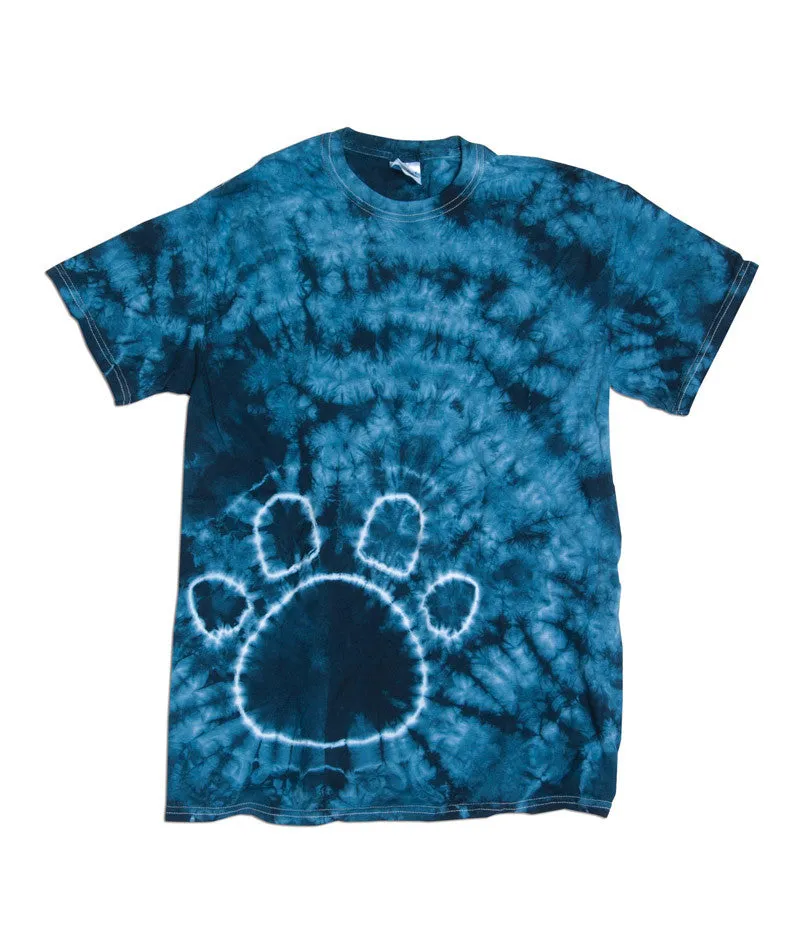 gildan tie-dye youth pawprints tee - navy (l)