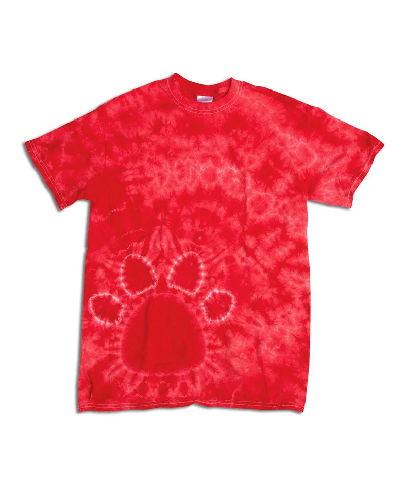 gildan tie-dye youth pawprints tee - red (m)