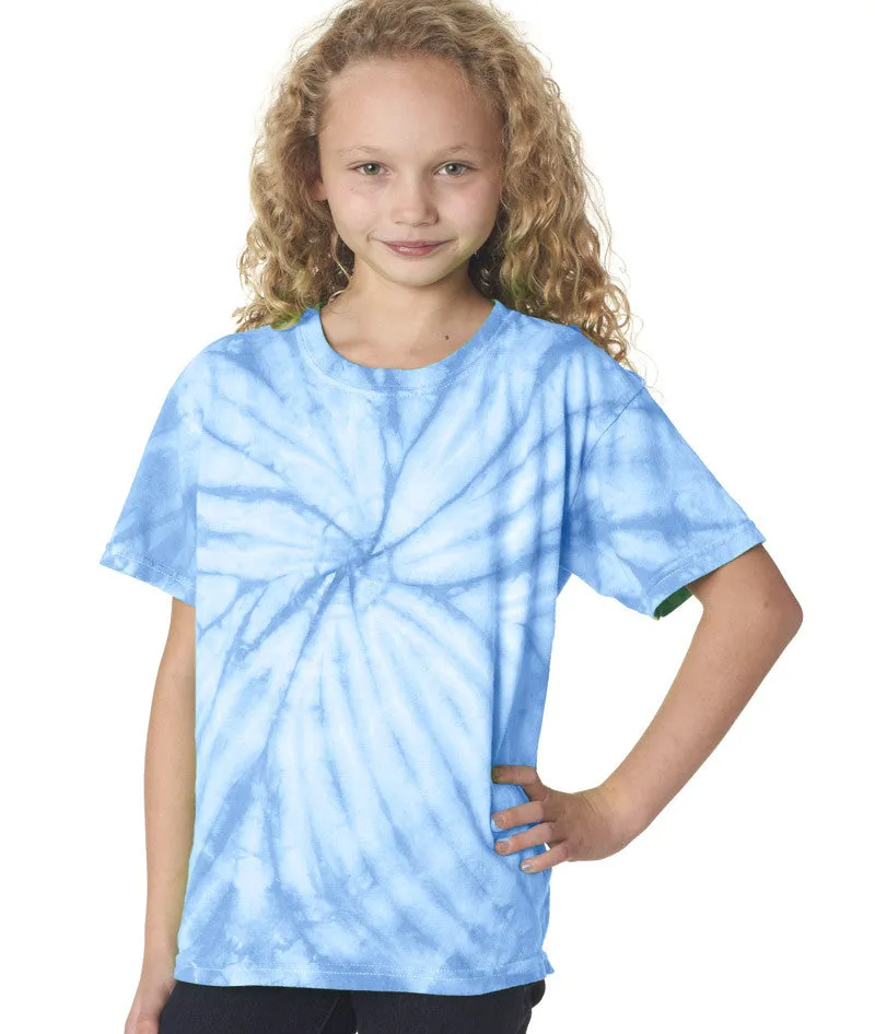 gildan tie-dye youth vat-dyed cyclone tee - columbia blue (s)