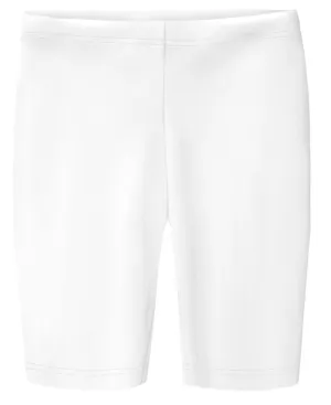 Girls Soft Cotton Long Bike Shorts | White