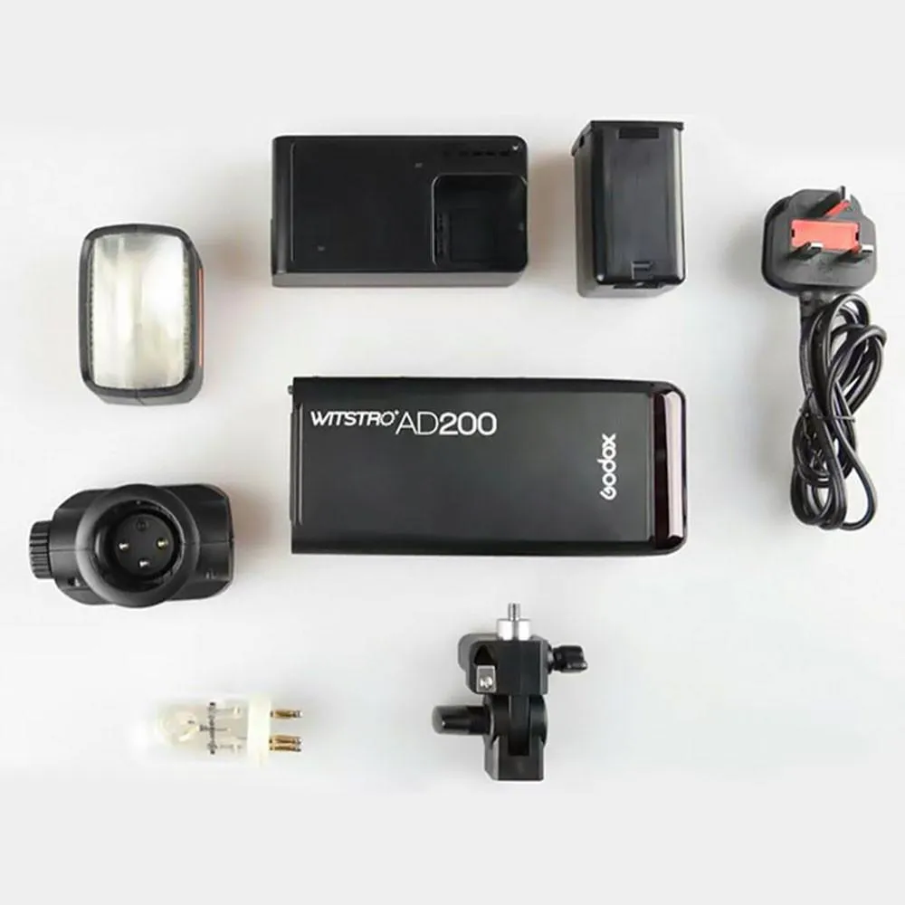 Godox Witstro AD200 200W Cordless Portable Outdoor TTL Flash Strobe with BD-07 Barndoor Honeycomb Set - Bundle