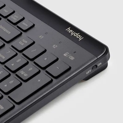 Heyday Bluetooth Wireless Keyboard Windows Mac PC Laptop Silent Typing, Black