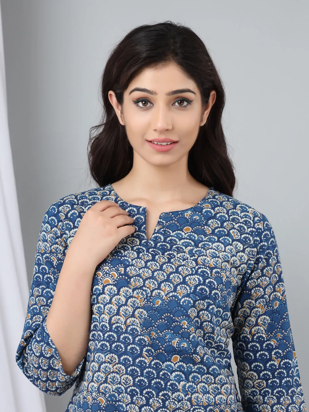 Indigo/Beige Pure Cotton Lounge Wear