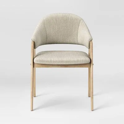 Ingleside Open Back Upholstered Wood Frame Dining Chair Cream/Natural Wood - Threshold