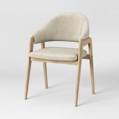 Ingleside Open Back Upholstered Wood Frame Dining Chair Cream/Natural Wood - Threshold