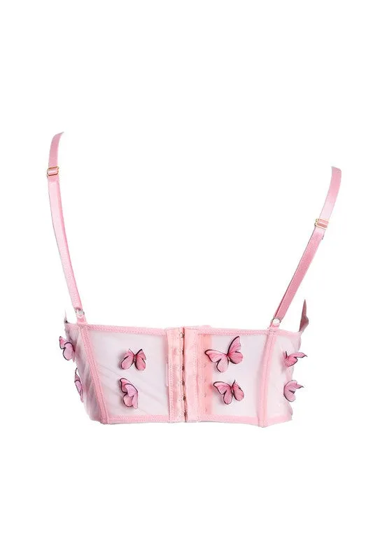 Kendall Butterfly Corset Top (Pink)