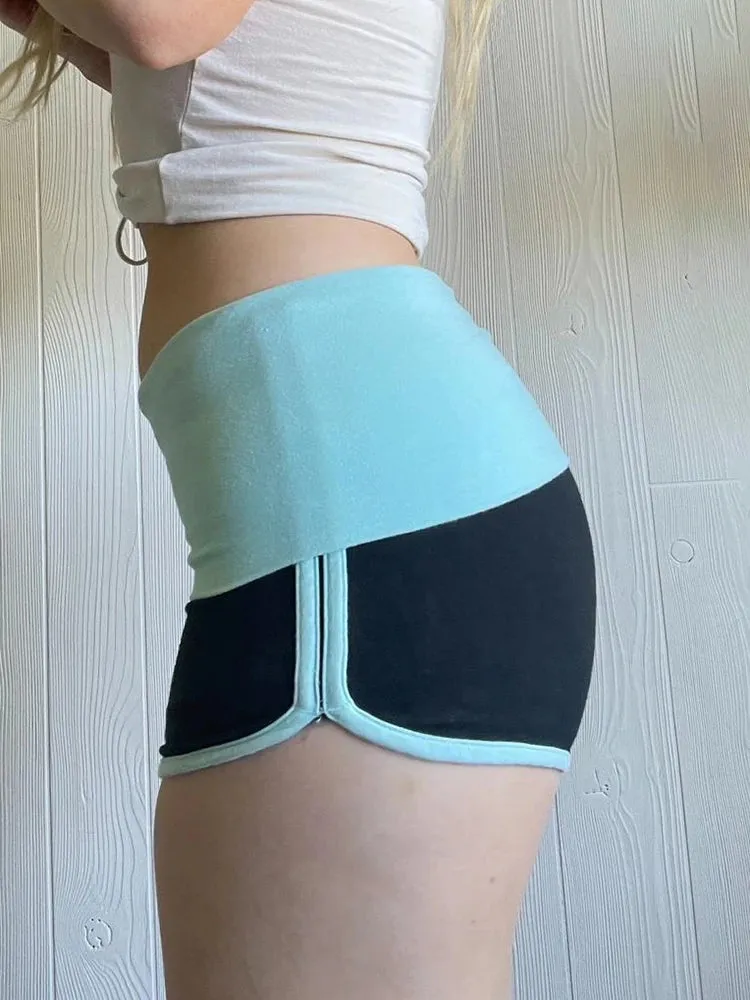 Low Rise Mini Shorts for Women - Skinny Fit, Polyester/Spandex, Casual Style