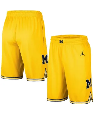 Men's Brand Basketball Shorts Maize Michigan Wolverines Replica Team Jordan