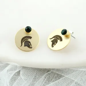 Michigan State Logo Gold Disc Earring Jacket