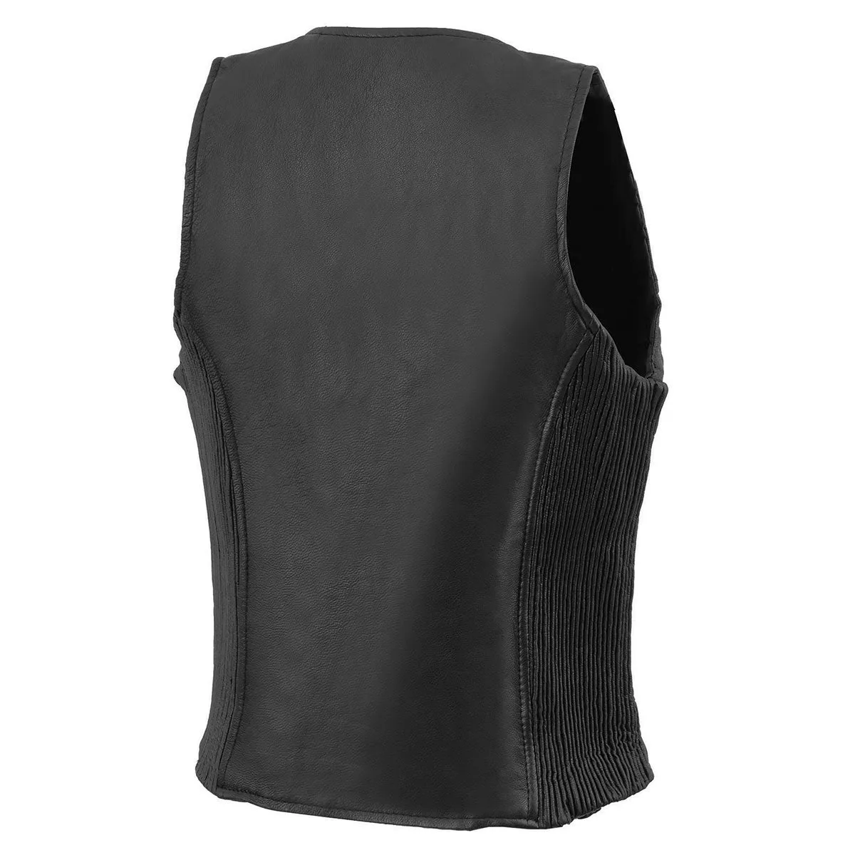 Milwaukee Leather Women's Black Premium Leather Zipper Closure Motorcycle Rider Vest w/ Stretch Side Panel