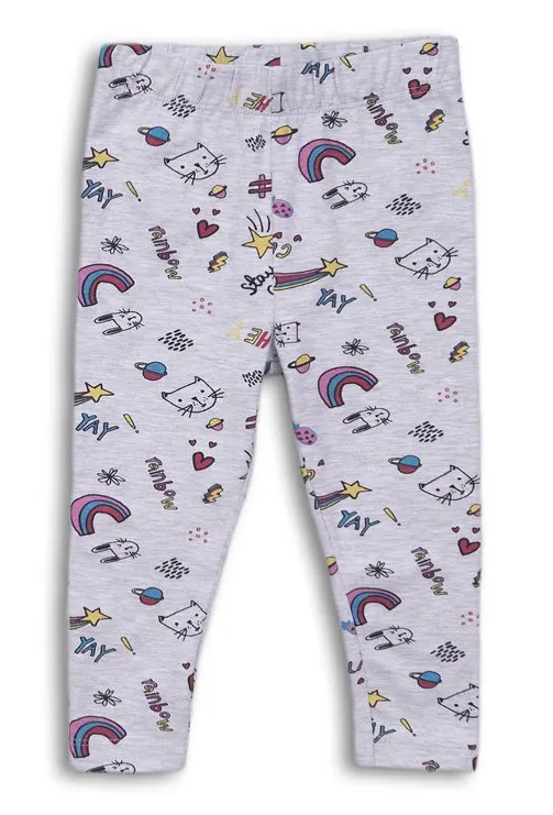 Minoti Girls Leggings Rainbows Grey (9-18mths)