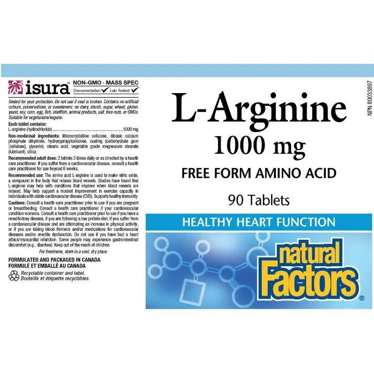 Natural Factors L-Arginine 1000mg 90 Tabs