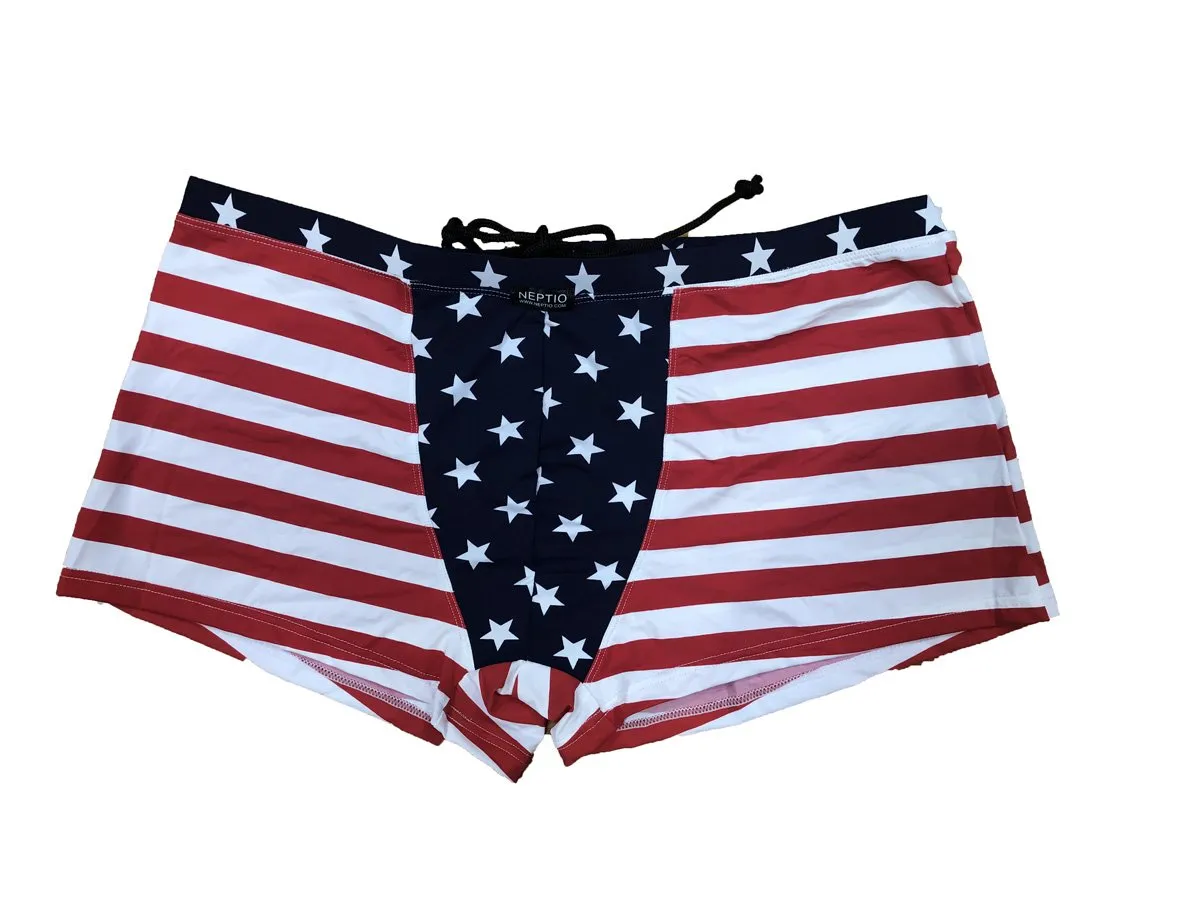 Neptio Stars & Stripes Square Cut Swimwear for Men: Embrace the Spirit of American Pride