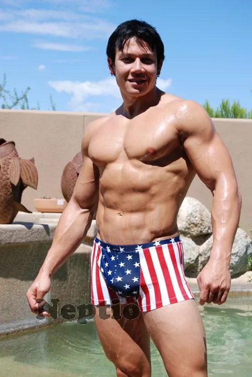 Neptio Stars & Stripes Square Cut Swimwear for Men: Embrace the Spirit of American Pride