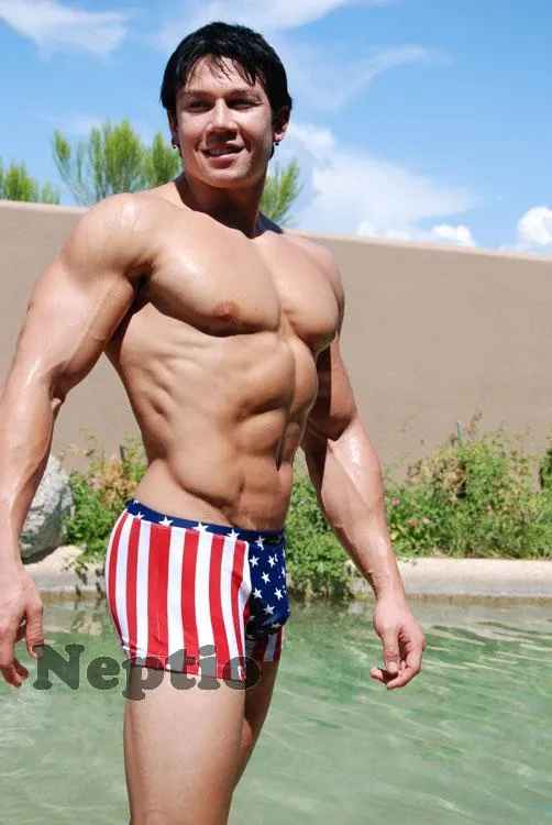 Neptio Stars & Stripes Square Cut Swimwear for Men: Embrace the Spirit of American Pride