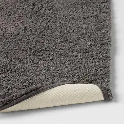 New - 24"x60" Spa Plush Bath Rug Dark Gray - Threshold