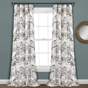 New - 2pk 52"x95" Light Filtering Botanical Garden Curtain Panels Gray/White - Lush Décor