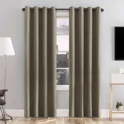 New - 96"x50" Tyrell Tonal Texture Draft Shield Fleece Insulated 100% Blackout Grommet Curtain Panel Olive Green - Sun Zero